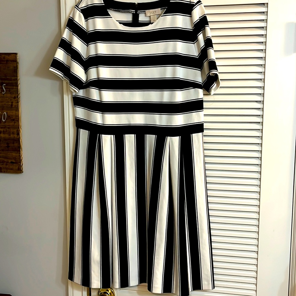 Loft Black and white striped dress